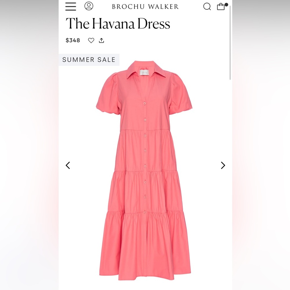Brochu Walker Coral Midi Button-Front Tiered Dress